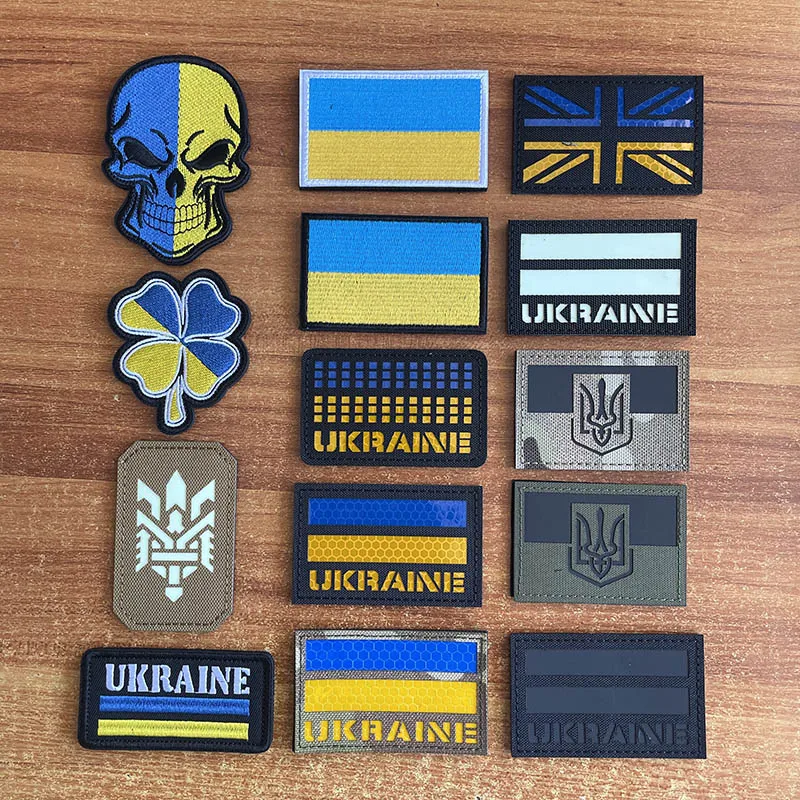 Emblemas bordados con bandera de Ucrania