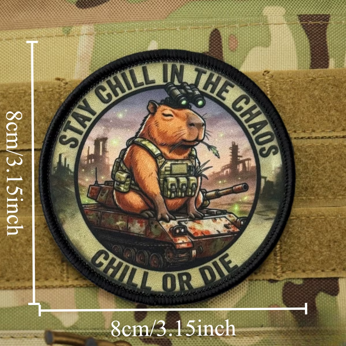 Parche táctico capibara impreso con velcro para equipo militar - imagen 3