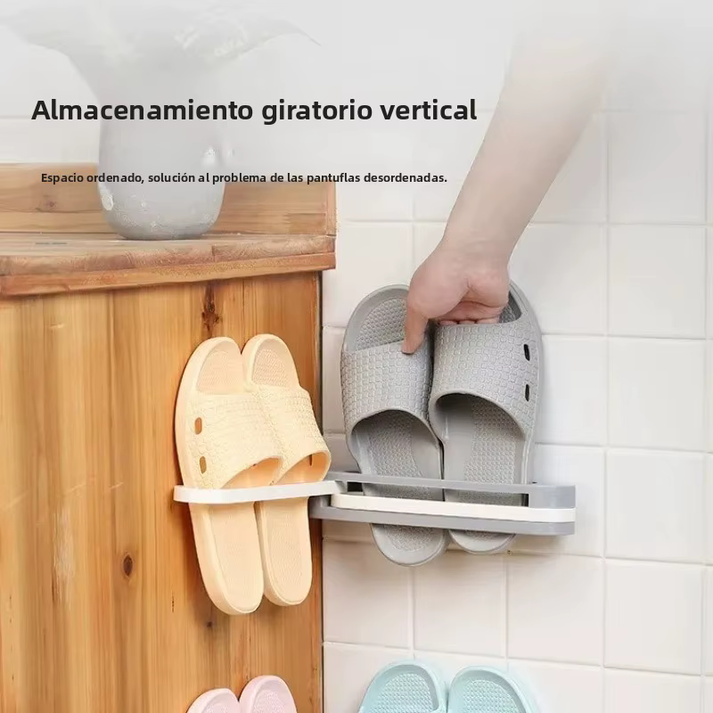 Estante plegable sin perforaciones para baño y sandalias, pared