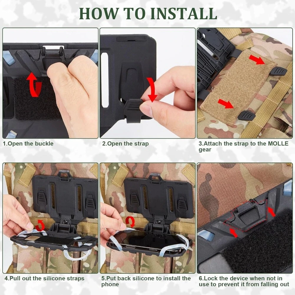 Panel táctico MOLLE plegable acceso rápido para teléfono y mapas - imagen 5