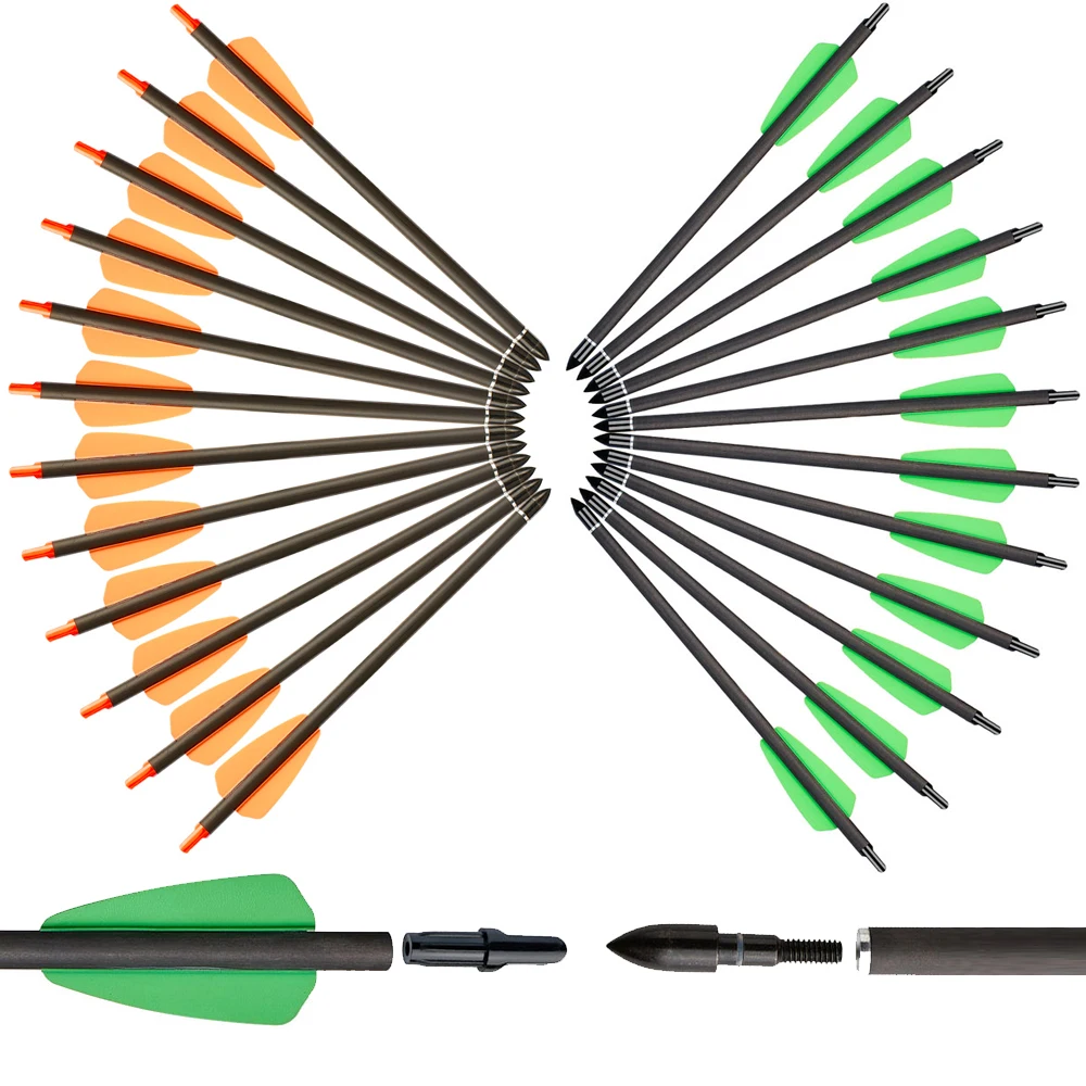 Flechas de carbono para ballesta con plumas y punta de repuesto - imagen 3