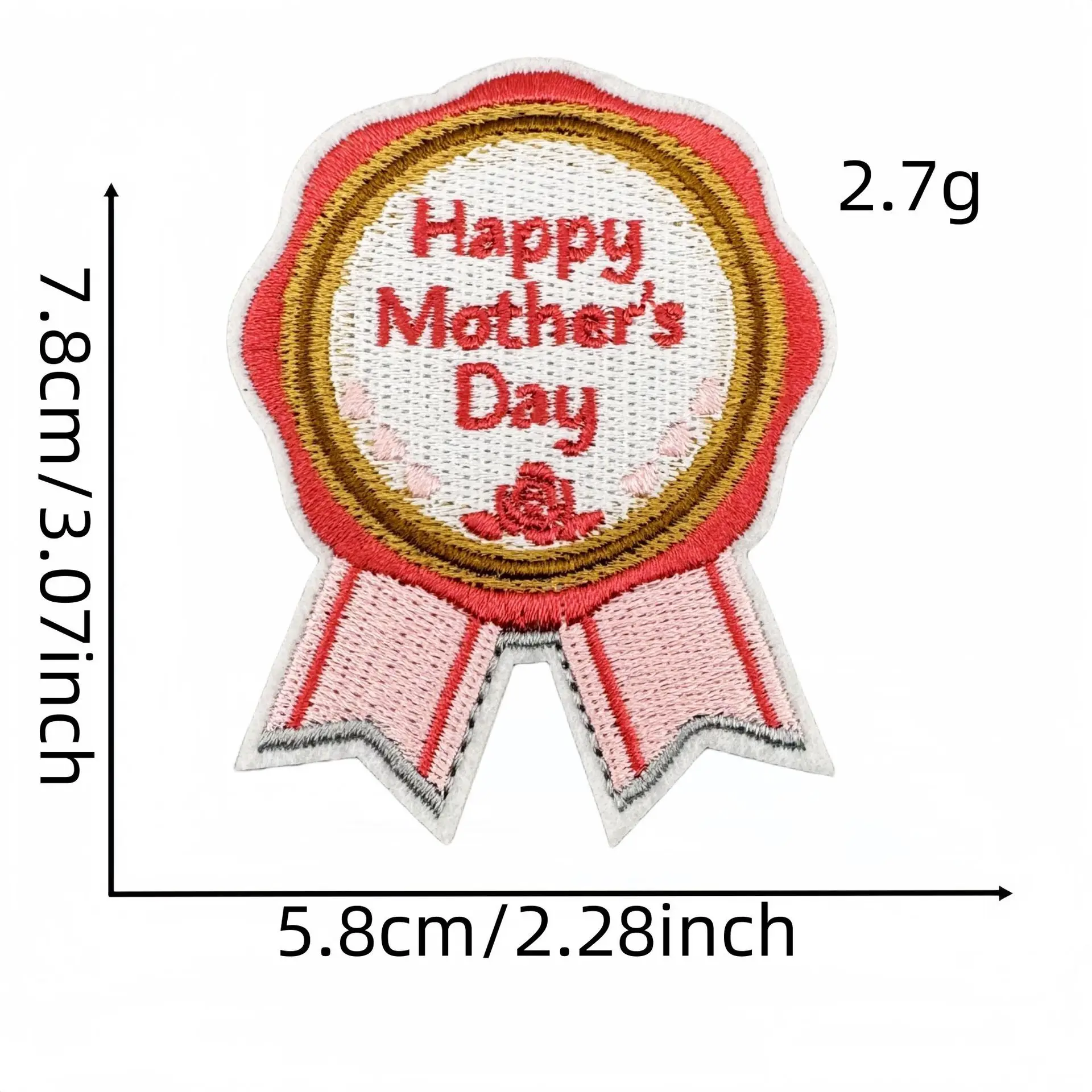 Parche bordado estilo medalla rosa para Día de la Madre