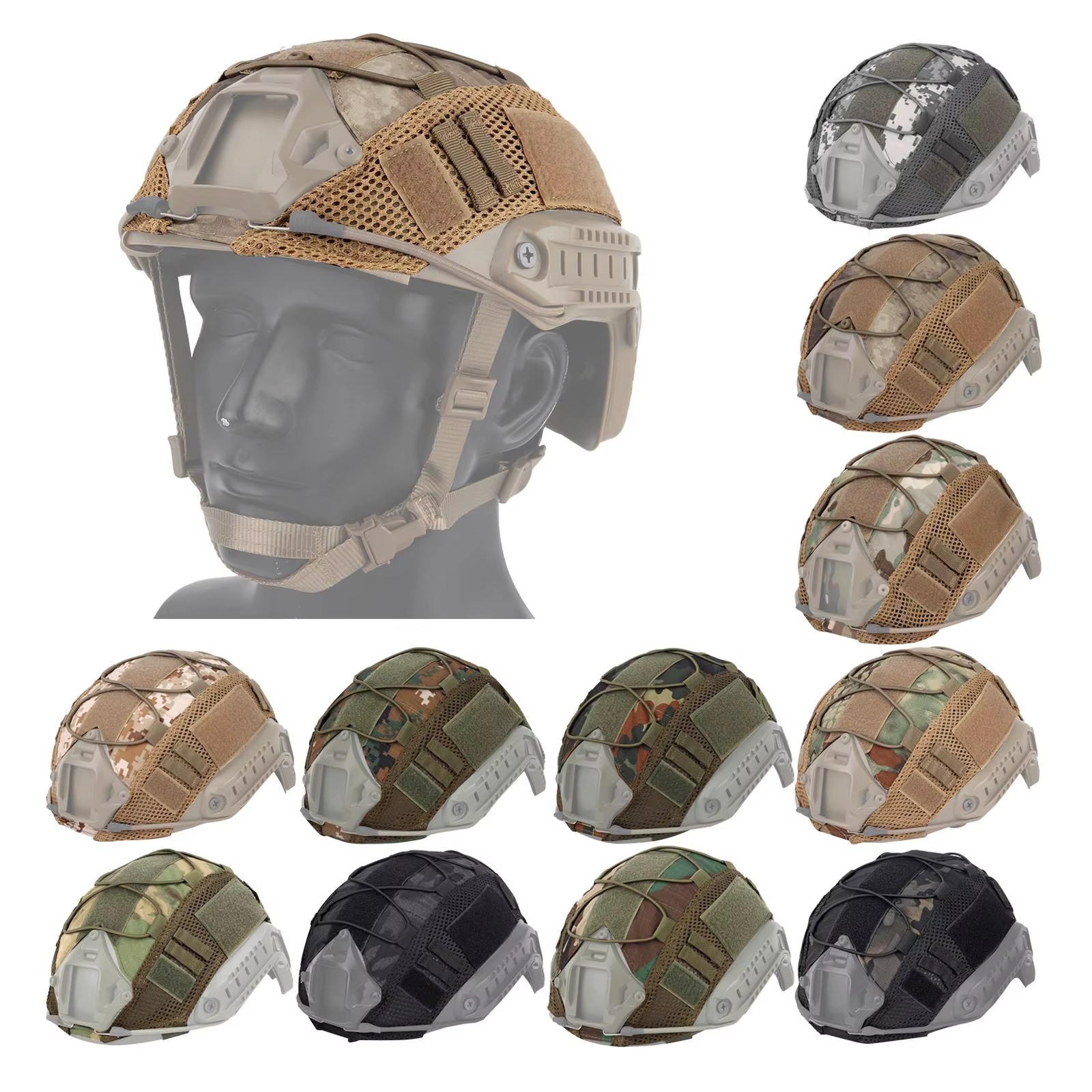 BOOIU funda táctica para casco Ops-Core CS camuflaje