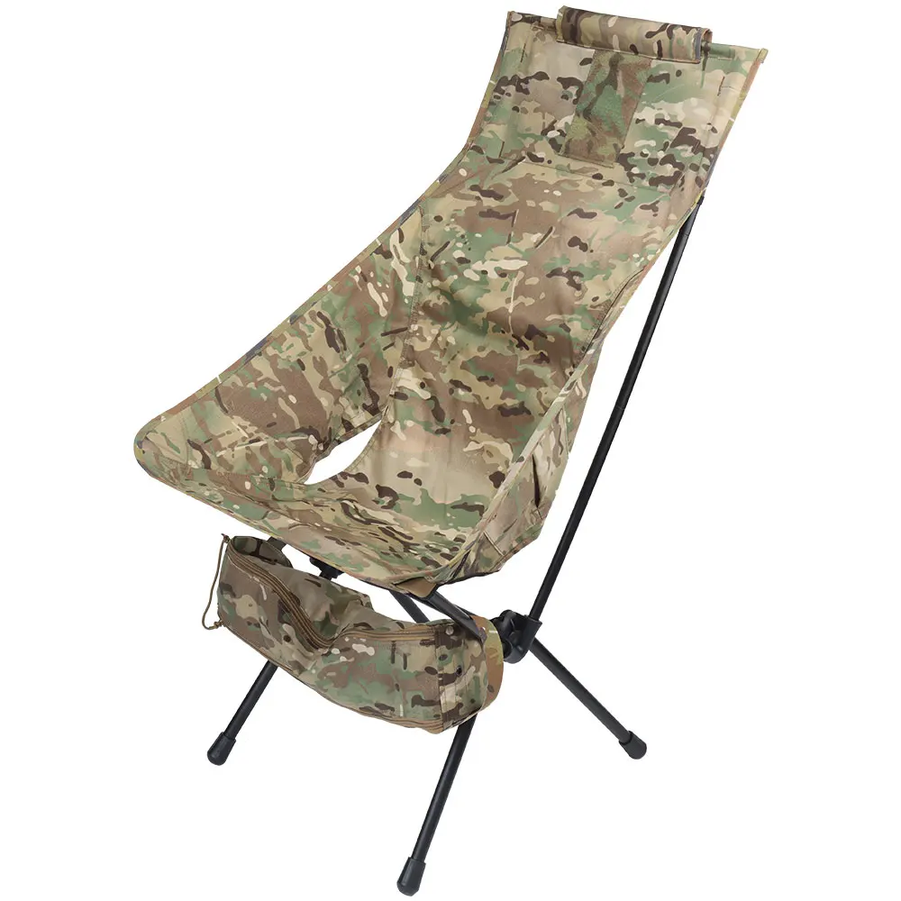 Silla plegable táctica con respaldo de aleación ligera para camping