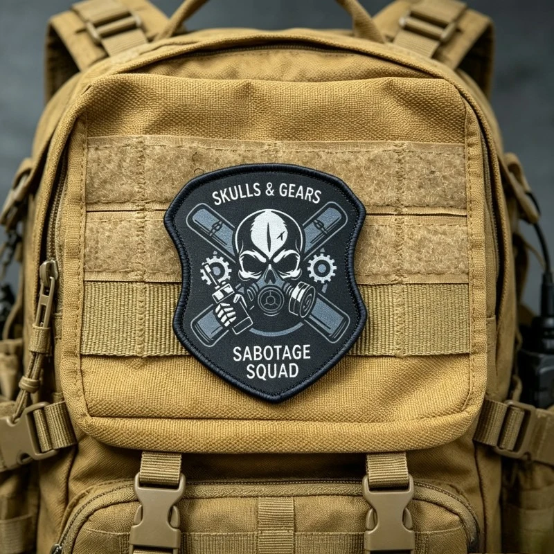 Skulls & Gears Parche táctico gancho-bucle Brigada Sabotaje mochilas - imagen 3