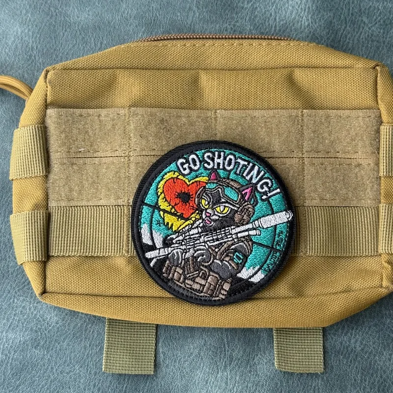 Parche táctico bordado gato camuflaje con gancho y bucle