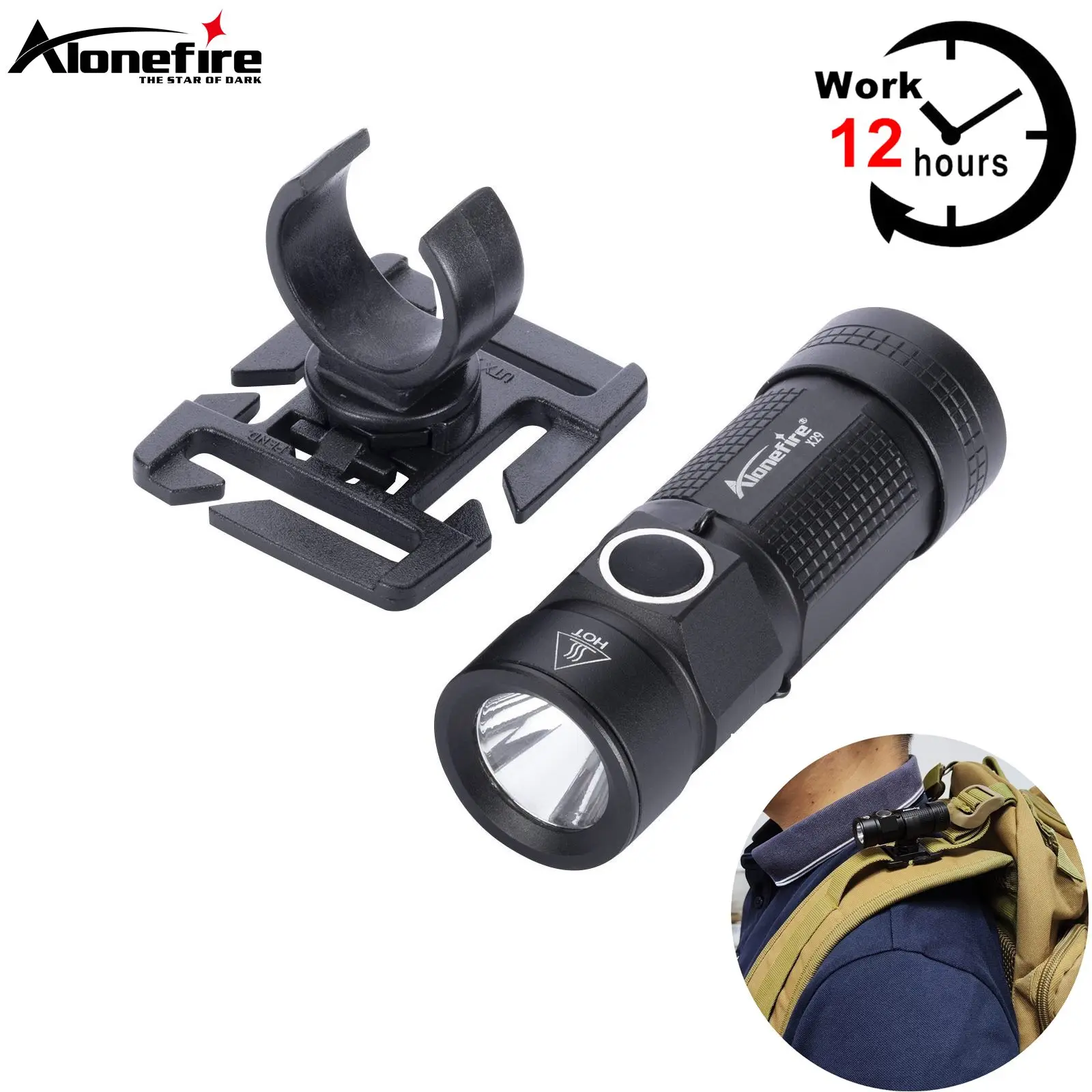 Linterna LED táctica XPG con clip en U giratorio para exterior