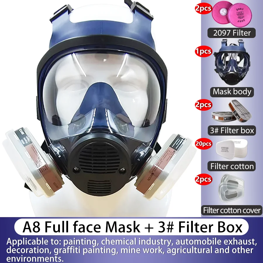 Mascarilla respiratoria A8 facial completa reutilizable para pintura