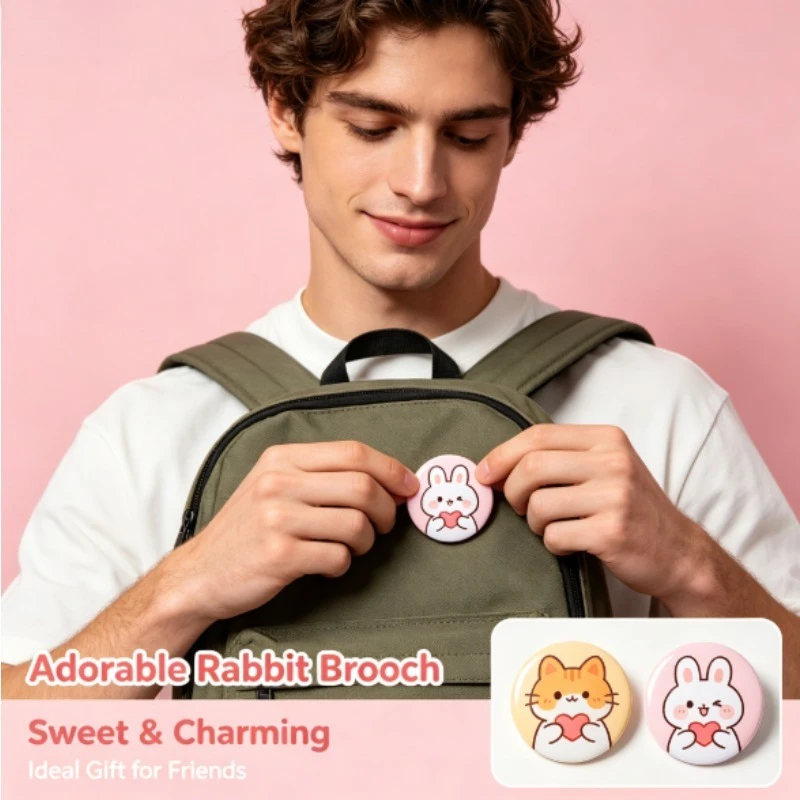 Pin para chaleco impermeable con conejito rosa y corazón tierno - imagen 2