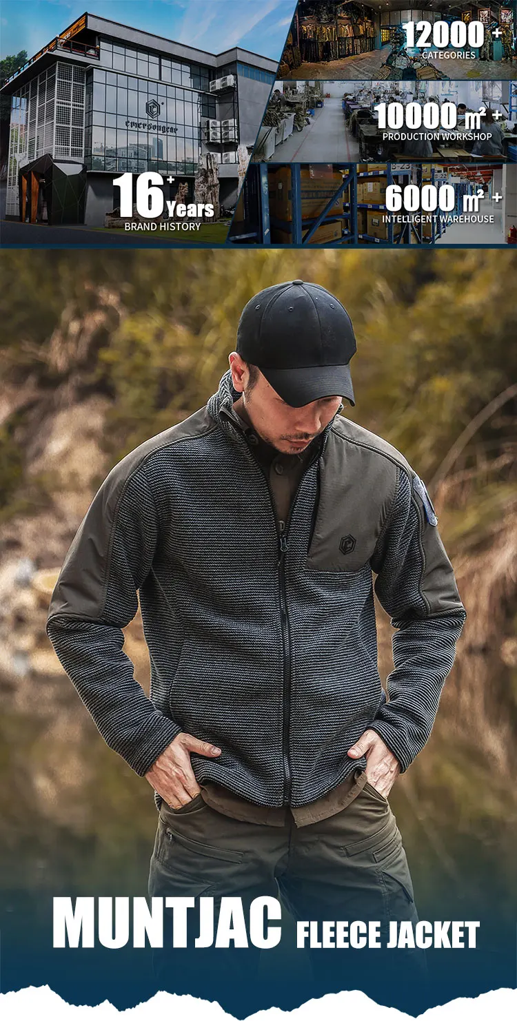 Vista frontal de la sudadera táctica Emersongear etiqueta azul