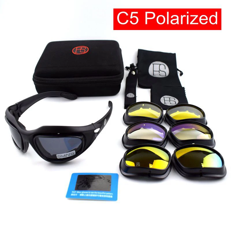 Gafas tácticas polarizadas militares – 4 lentes intercambiables para caza y tiro