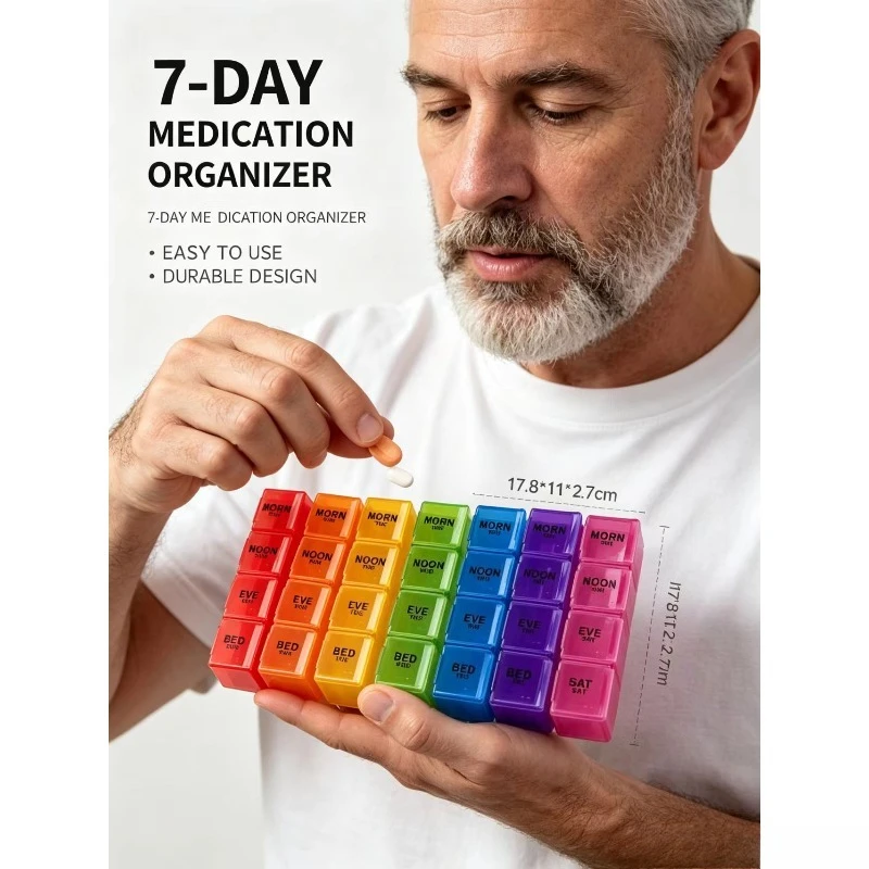 Pastillero modular de plástico PP para organización semanal, vitaminas - imagen 3