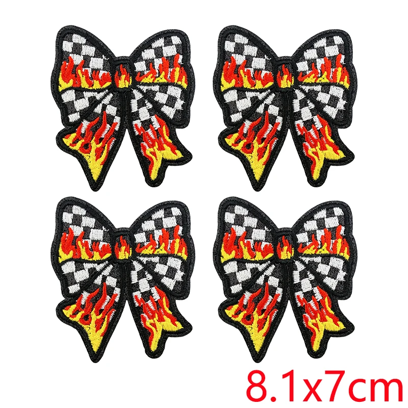 Parche termoadhesivo bordado punk ajedrez llama corazón mariposa - imagen 3