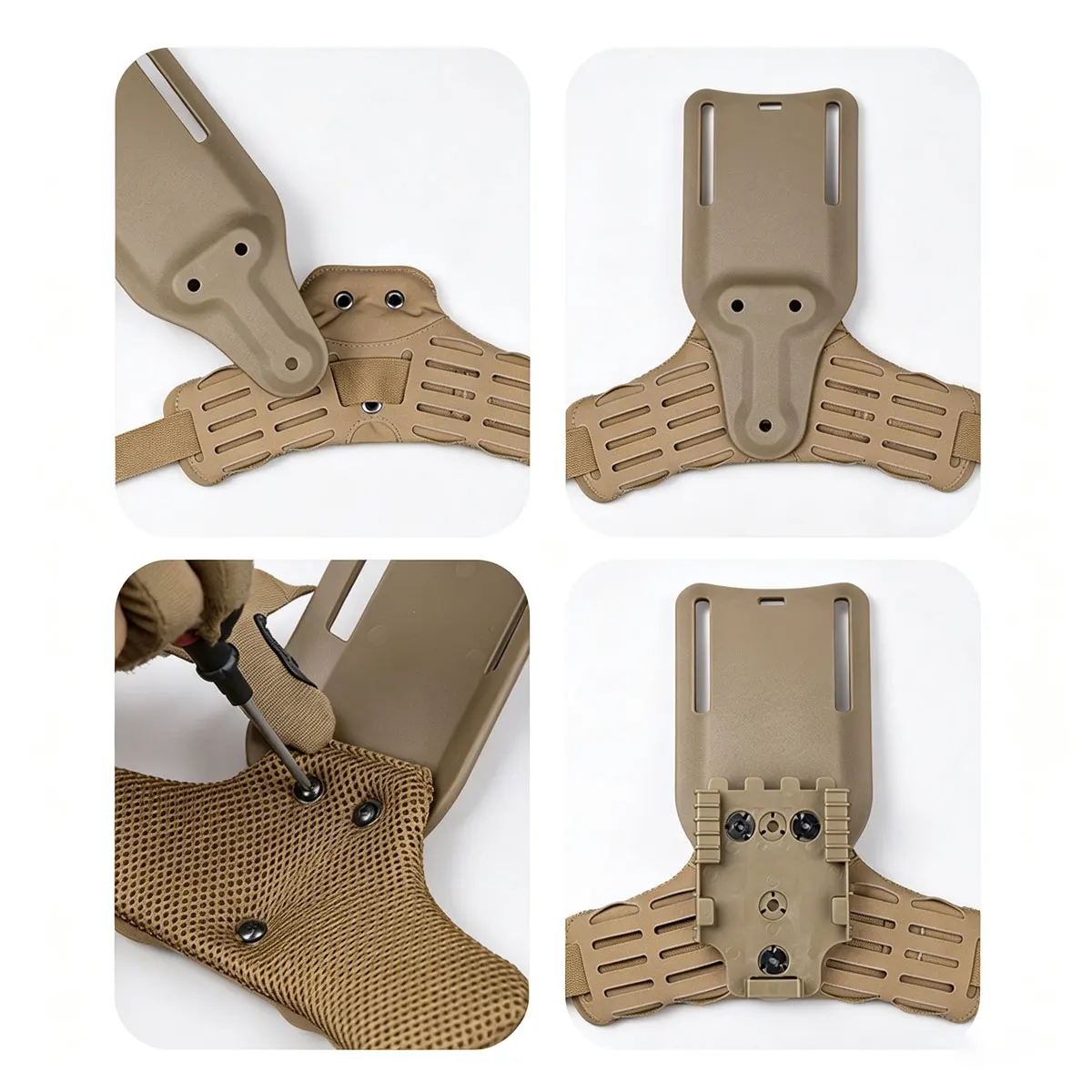 Fundas pierna tácticas MOLLE QLS – Plataforma ajustable para airsoft y caza - imagen 4