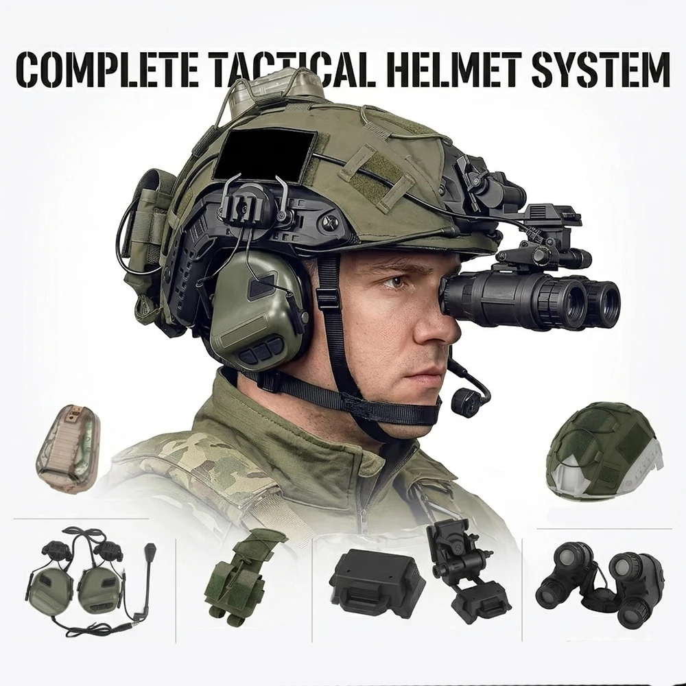 Casco táctico airsoft con NVG abatible y headset PJ - imagen 2