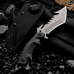 Cuchillo hoja fija táctico para exteriores con funda de emergencia