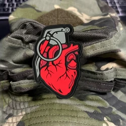 Moraal Parche Táctico 3D PVC Granada Roja – Emblema Velcro para Airsoft