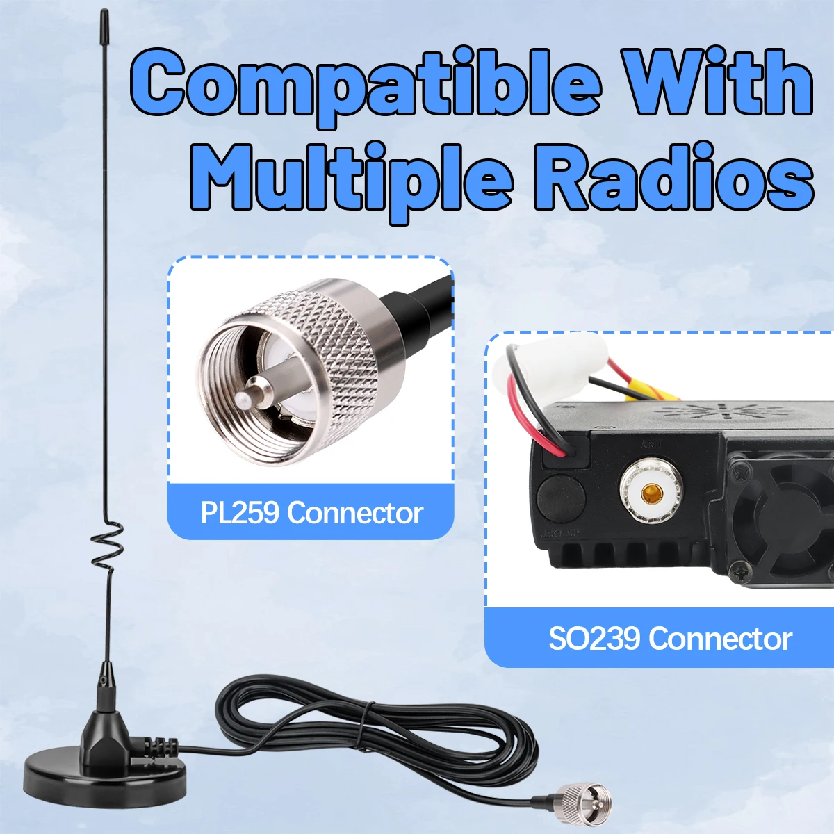 Antena magnética dual VHF UHF ABBREE AD-109 para Baofeng