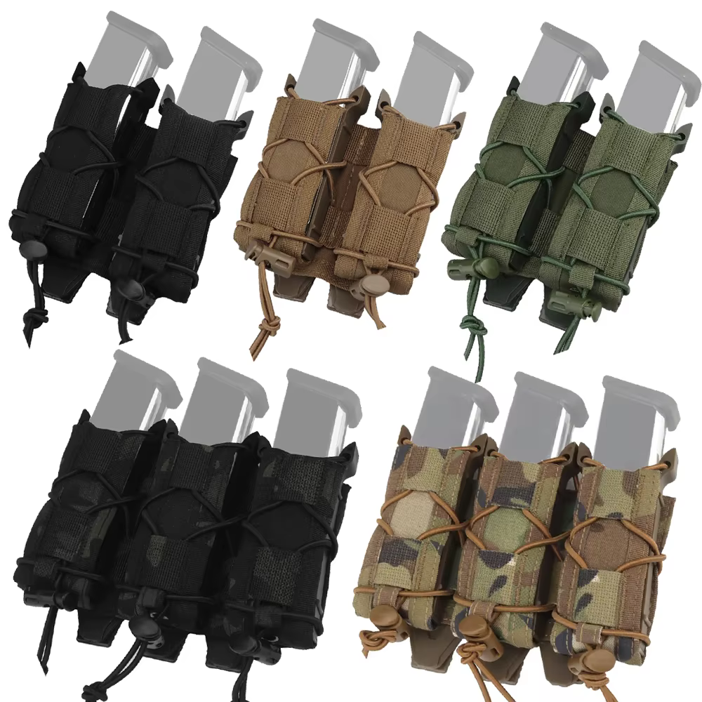 Funda táctica MOLLE para cargadores de pistola con soporte linterna - imagen 2