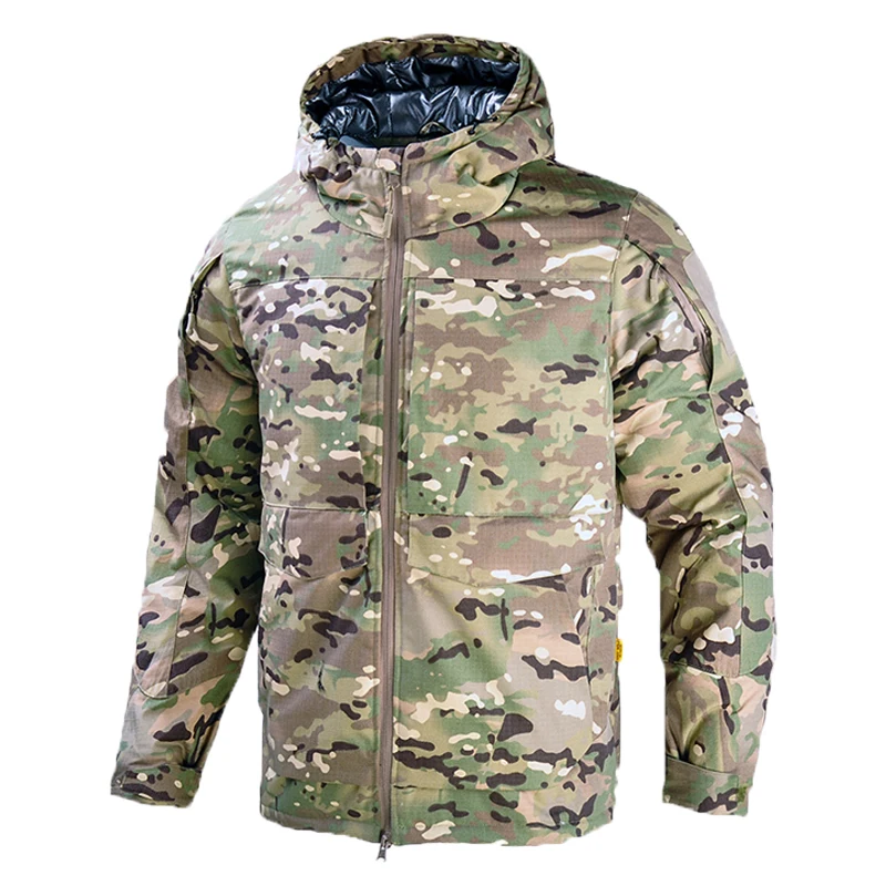 Chaqueta táctica térmica reflectante para invierno con capucha