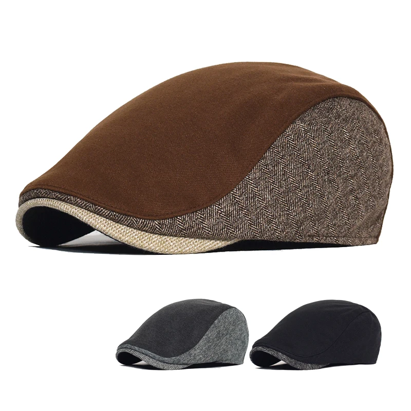 Gorra de invierno vintage espiga a rayas estilo newsboy ajustable