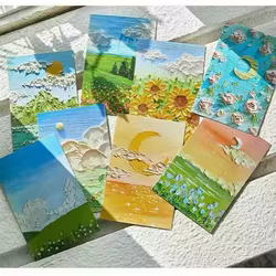 Tarjetas decorativas óleo paisajes cuatro estaciones – Kit diario artesanal pared