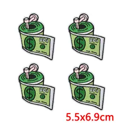Parches termoadhesivos retro dólar, calavera y máquina tragamonedas