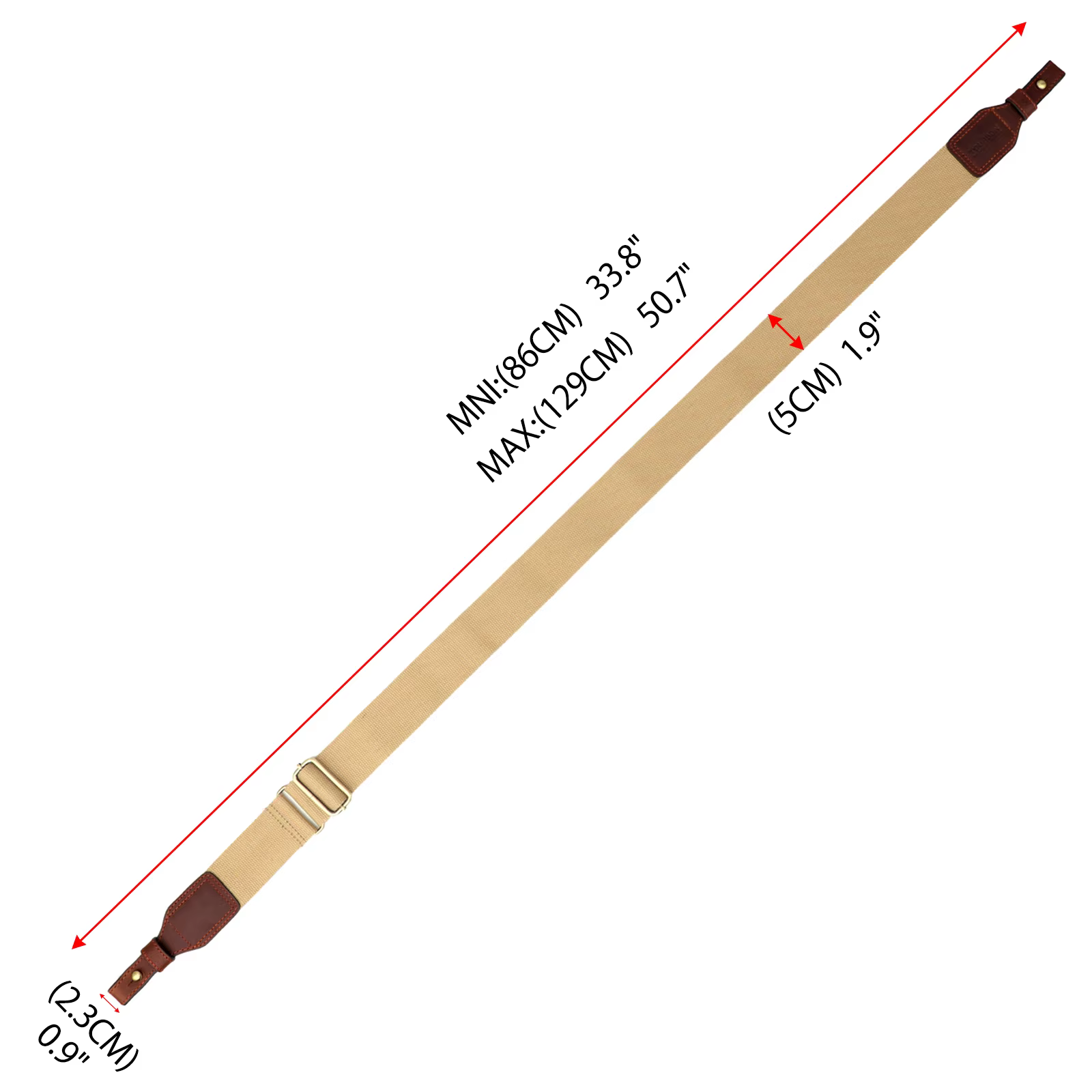 Tourbon Correa de rifle de caza algodón y cuero ajustable caqui