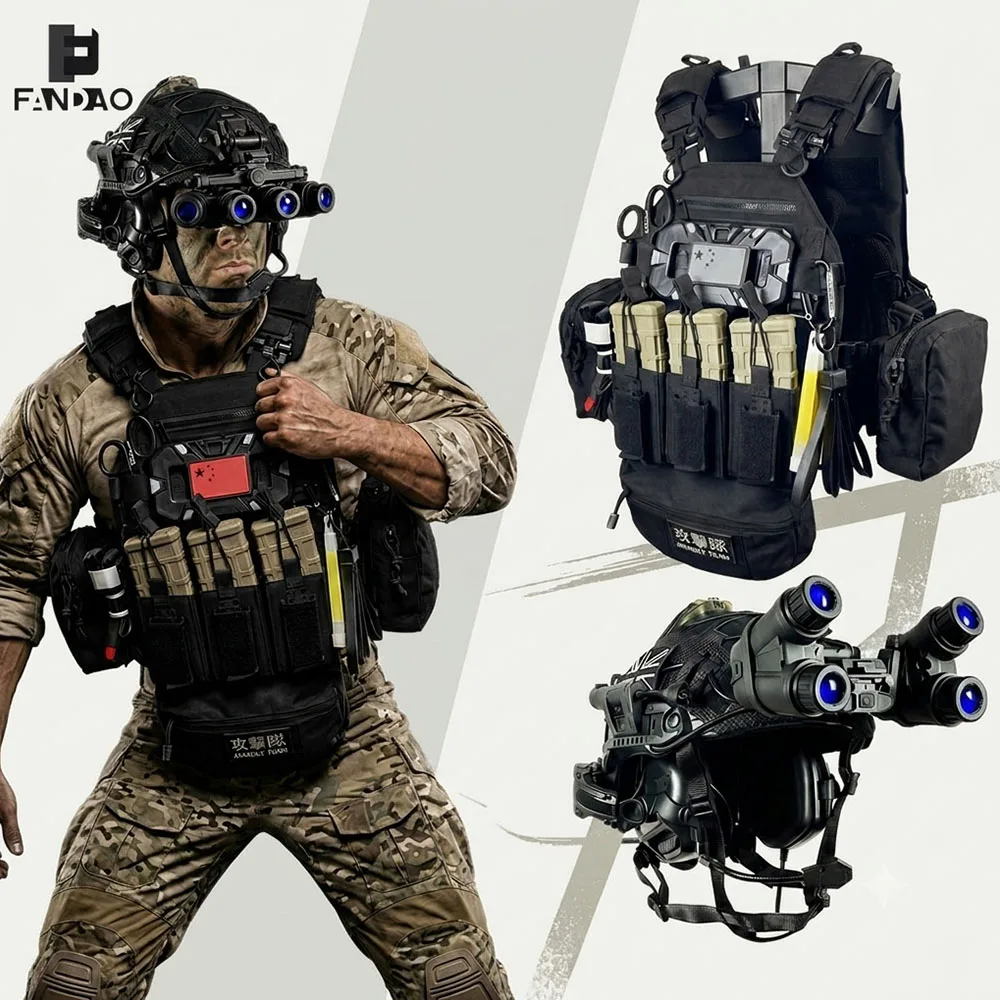 Chaleco Táctico FAST con Casco para Airsoft y Combate - imagen 2