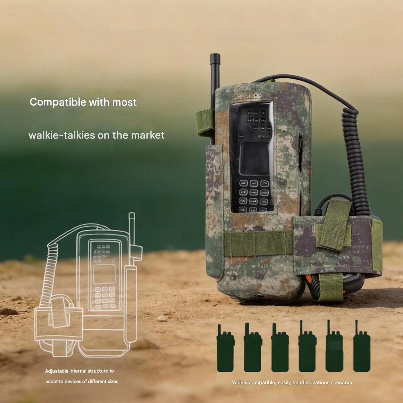 Bolsa táctica MOLLE universal para radio walkie talkie cinturón EDC - imagen 2