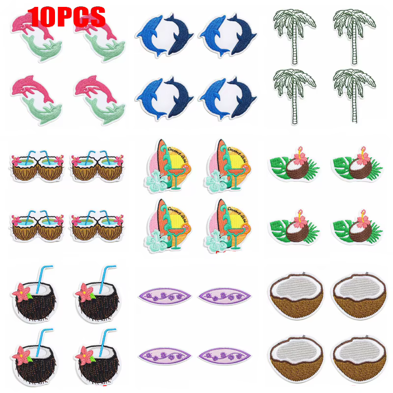 Parche termoadhesivo bordado palmera coco estilo Hawaii para ropa - imagen 3