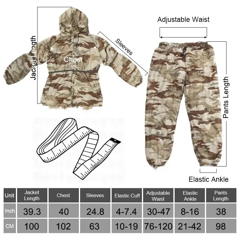 Yowie traje camuflaje desierto 3D ghillie con capucha Airsoft - imagen 4