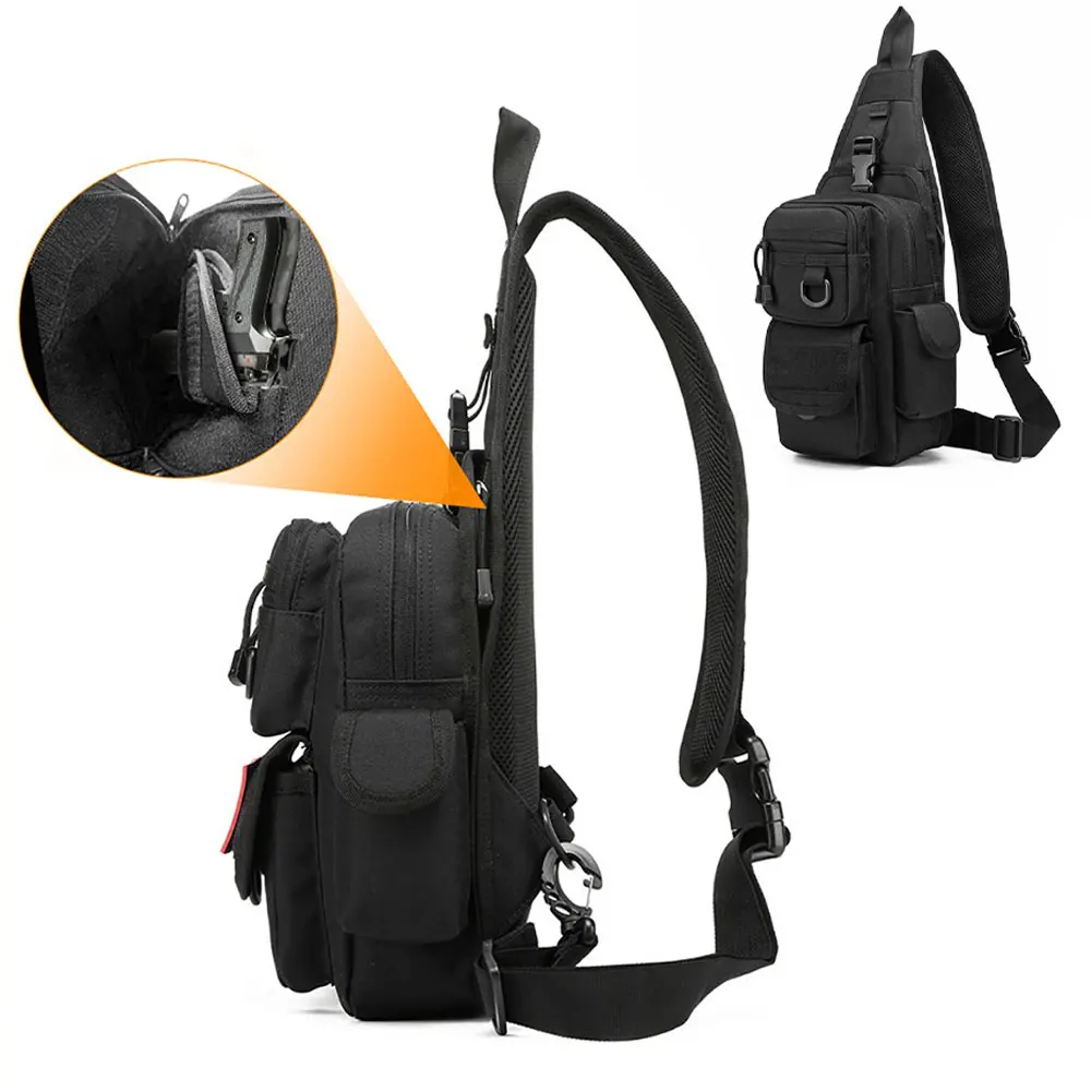 Bolso bandolera táctico para pistola de nailon 600D, ajustable y desmontable - imagen 5