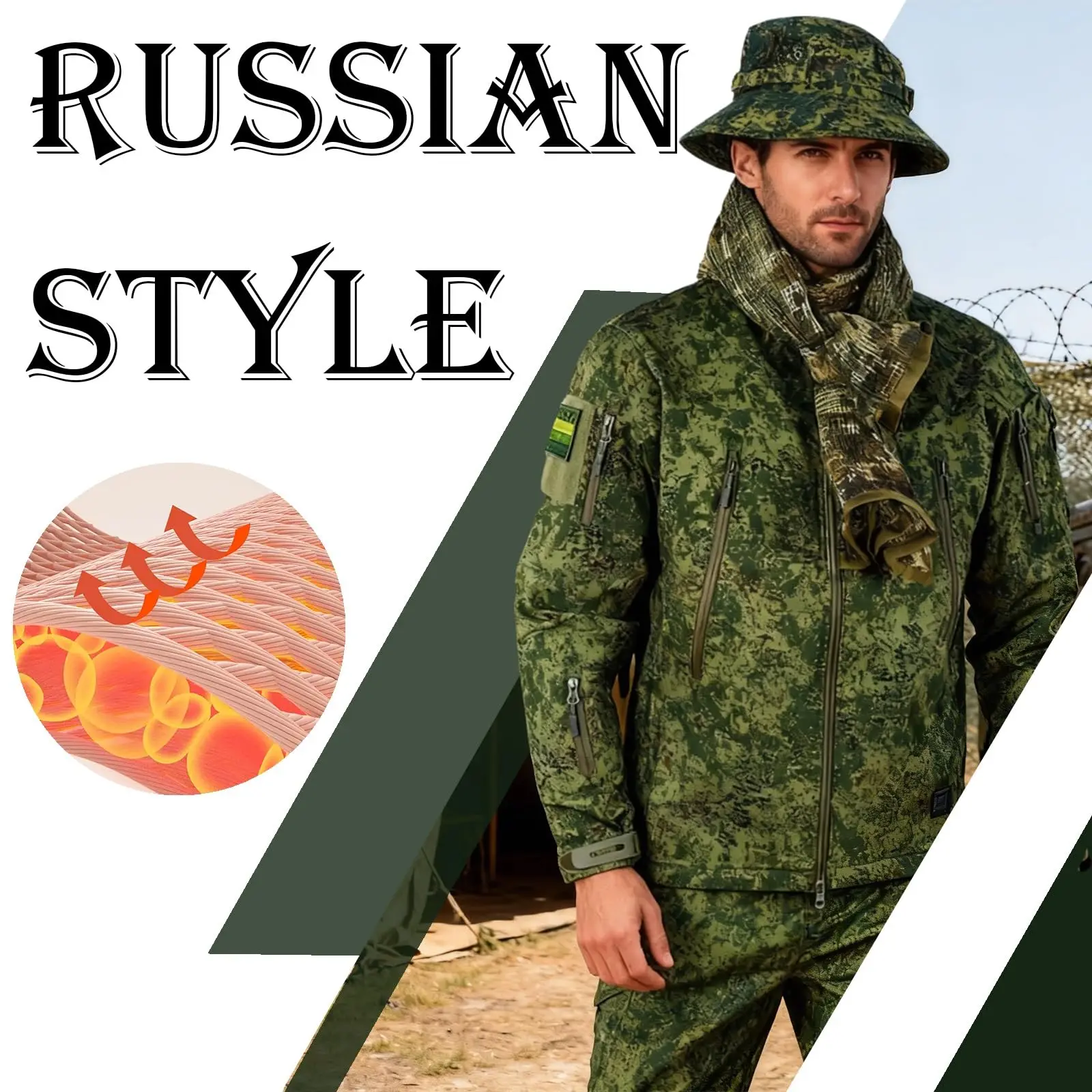 Chaqueta táctica camuflaje rusa hombre impermeable forro polar - imagen 2