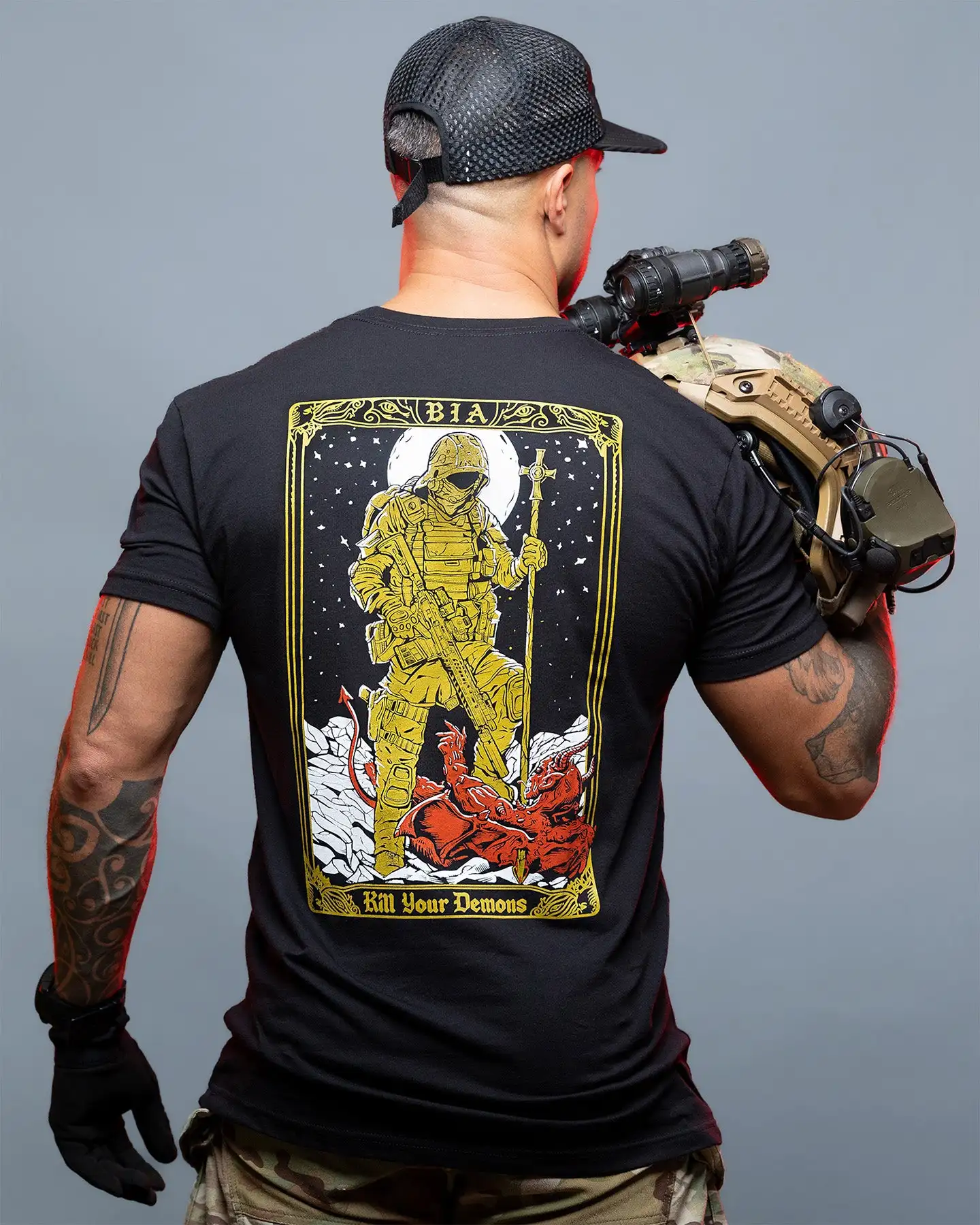 Camiseta deportiva Kill Your Demons de algodón suave para gimnasio - imagen 3