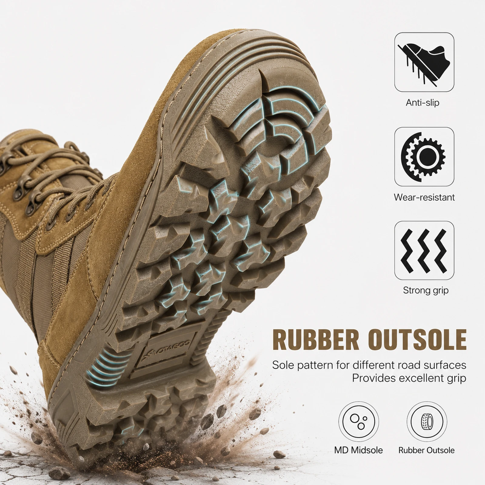 Botas tácticas VOTAGOO para hombre, desierto