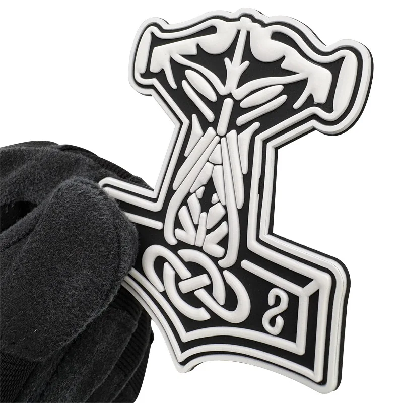 Parche táctico martillo de Thor vikingo nórdico PVC con velcro - imagen 4
