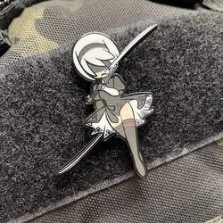 Yurha 2B Parche Metal Anime Chica Mecánica – Insignia Táctica