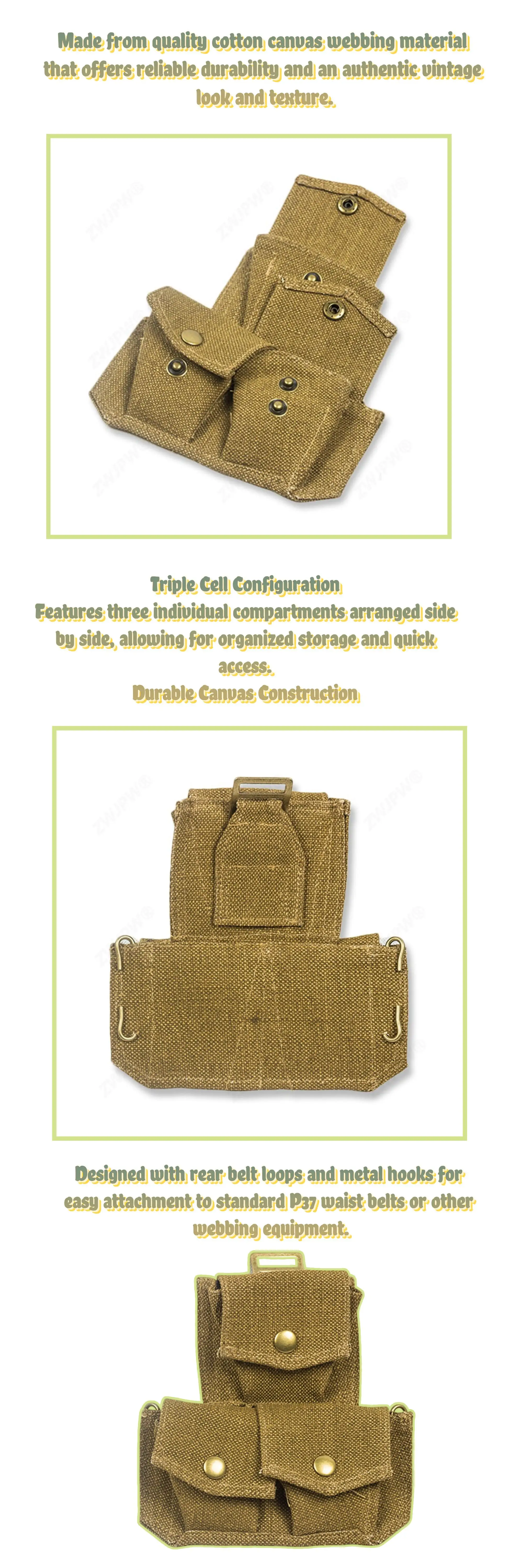 Detalle de la bolsa triple para cargadores Enfield P37