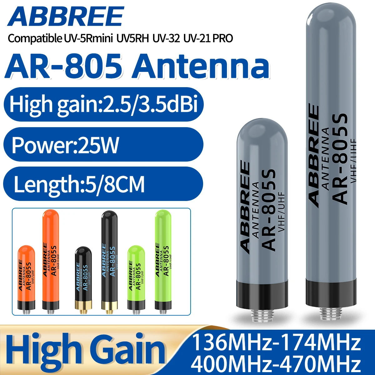 ABBREE AR-805S antena para emisora SMA hembra UHF/VHF - imagen 5
