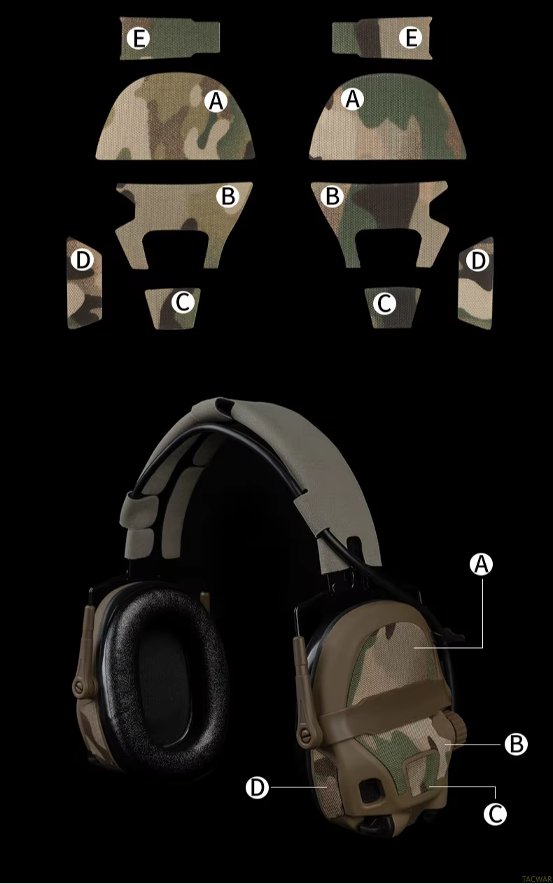 Comparativa de orejeras con y sin pegatinas de camuflaje