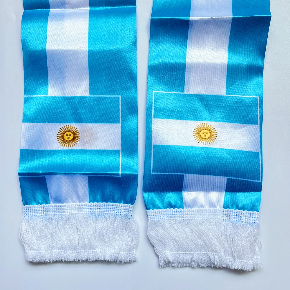 Bufanda bandera Haití y Noruega satén doble cara con borlas - imagen 2