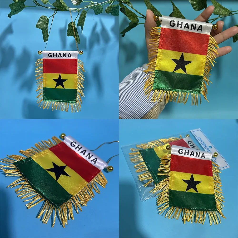 Bandera para coche Ghana impresa por ambos lados, poliéster - imagen 2