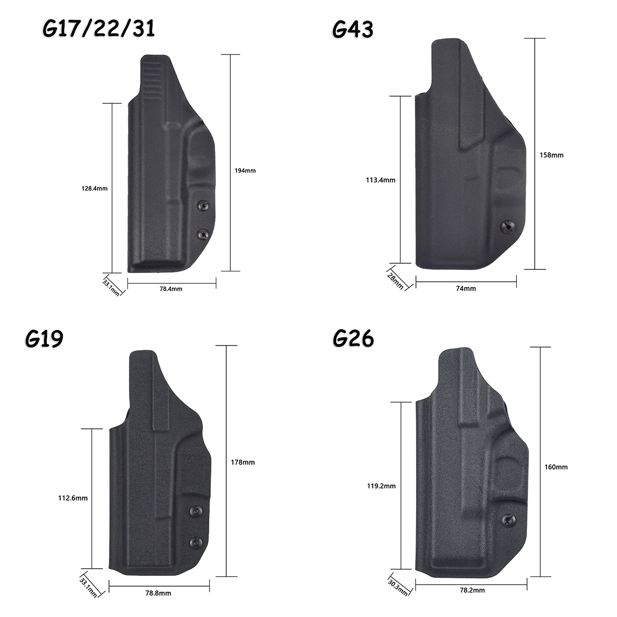 Funda de PVC para Glock 43/43X con clip para cinturón oculto - imagen 4