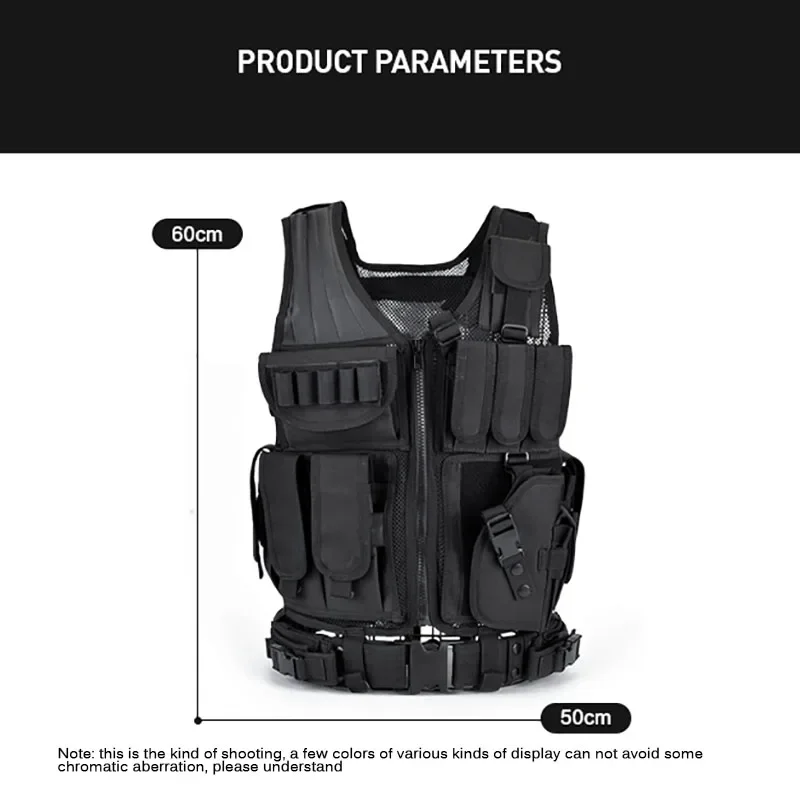Chaleco táctico MOLLE ajustable con protección corporal para airsoft