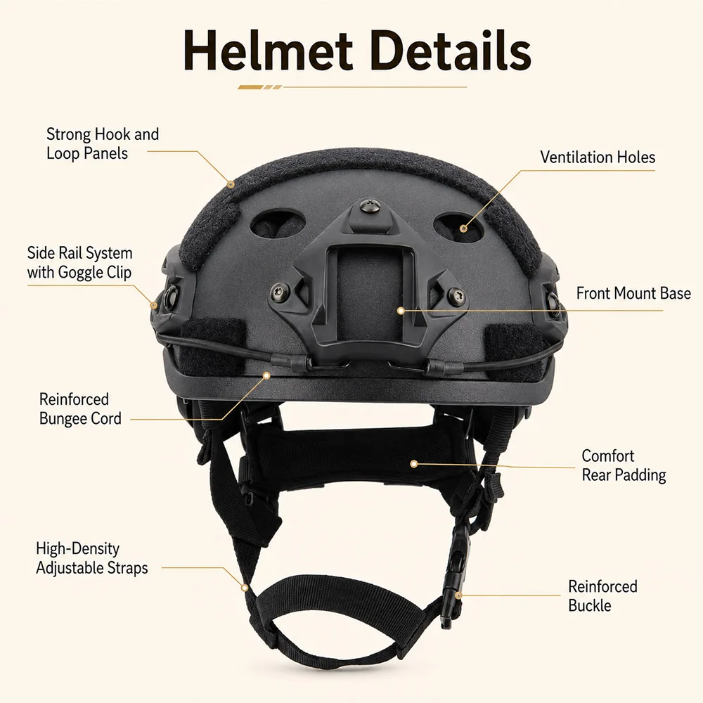 Casco táctico FAST infantil con gafas y soporte para cámara - imagen 2