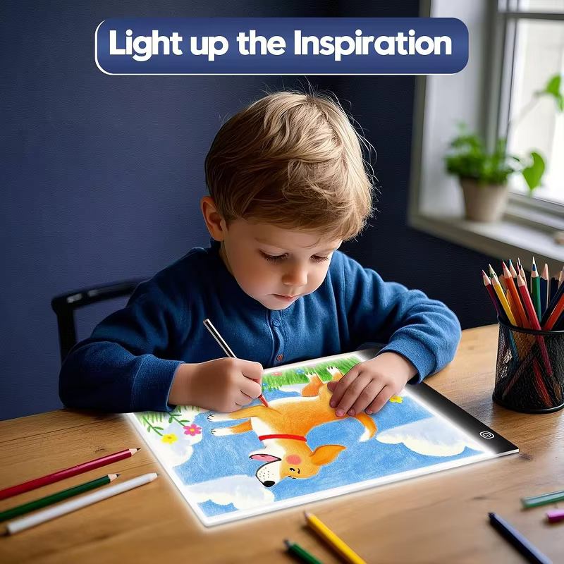 Mesa de dibujo LED infantil regulable – 3 niveles de luz LED - imagen 3