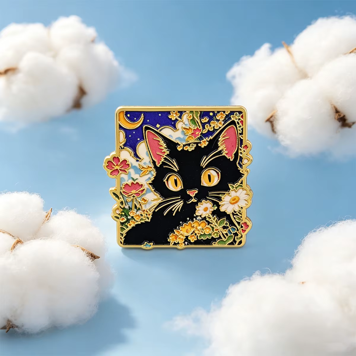 Broche metálico esmalte gato negro – pin para mochila y gorra - imagen 4