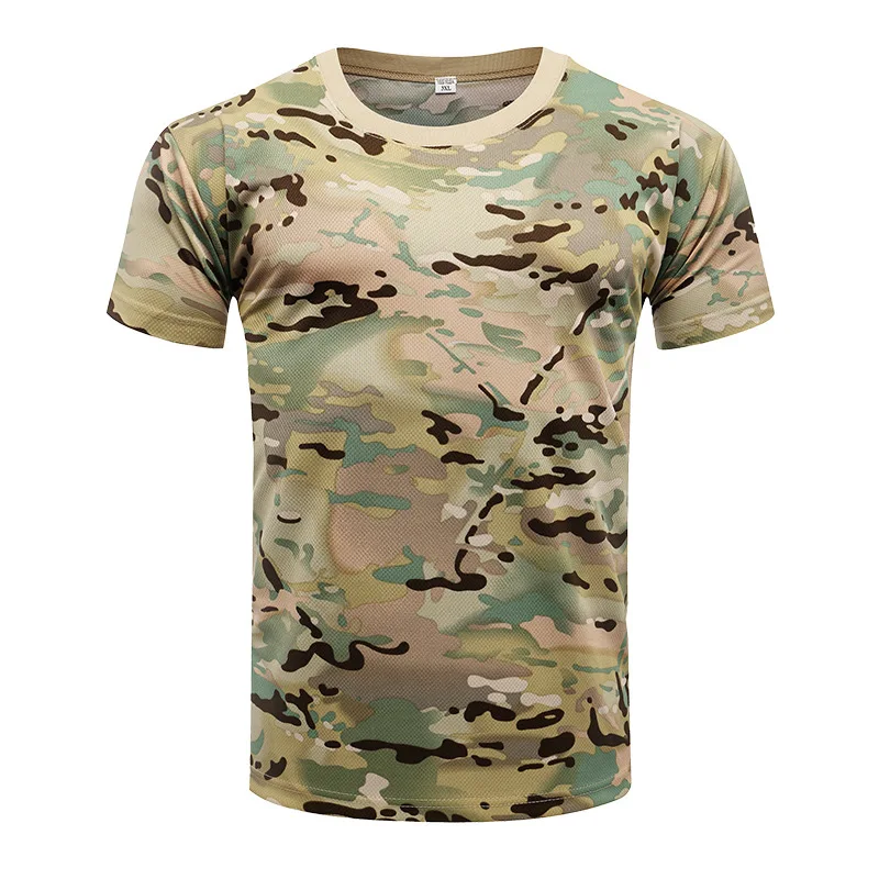 Camiseta táctica de secado rápido camuflaje malla transpirable