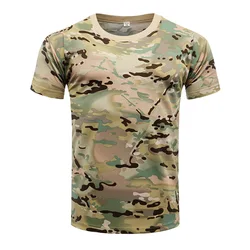Camiseta táctica de secado rápido camuflaje malla transpirable